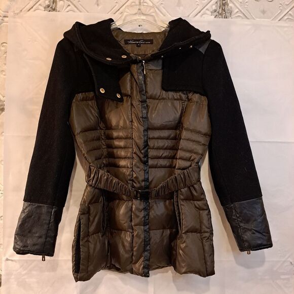 Kenneth Cole Faux Leather Quilted Shacket with an Adjustable Hood - Sz M - Picture 6 of 15